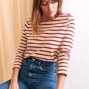 Sezane Colette Marinière Ecru / Bordeaux - Size S